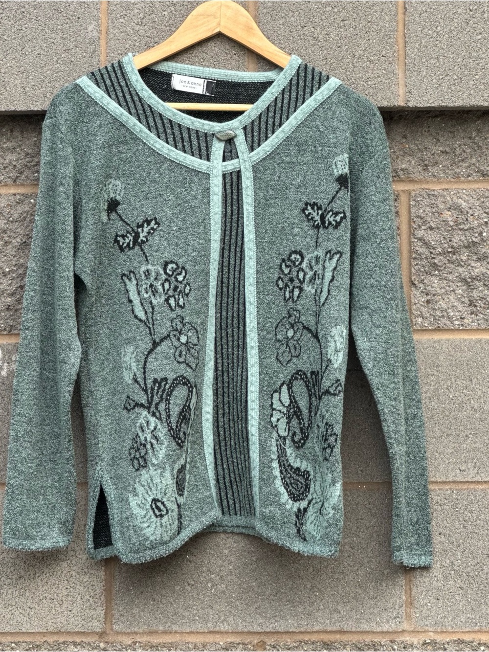 Vintage Y2K Jon & Anna New York Sage Green Floral Cottagecore Sweater Large